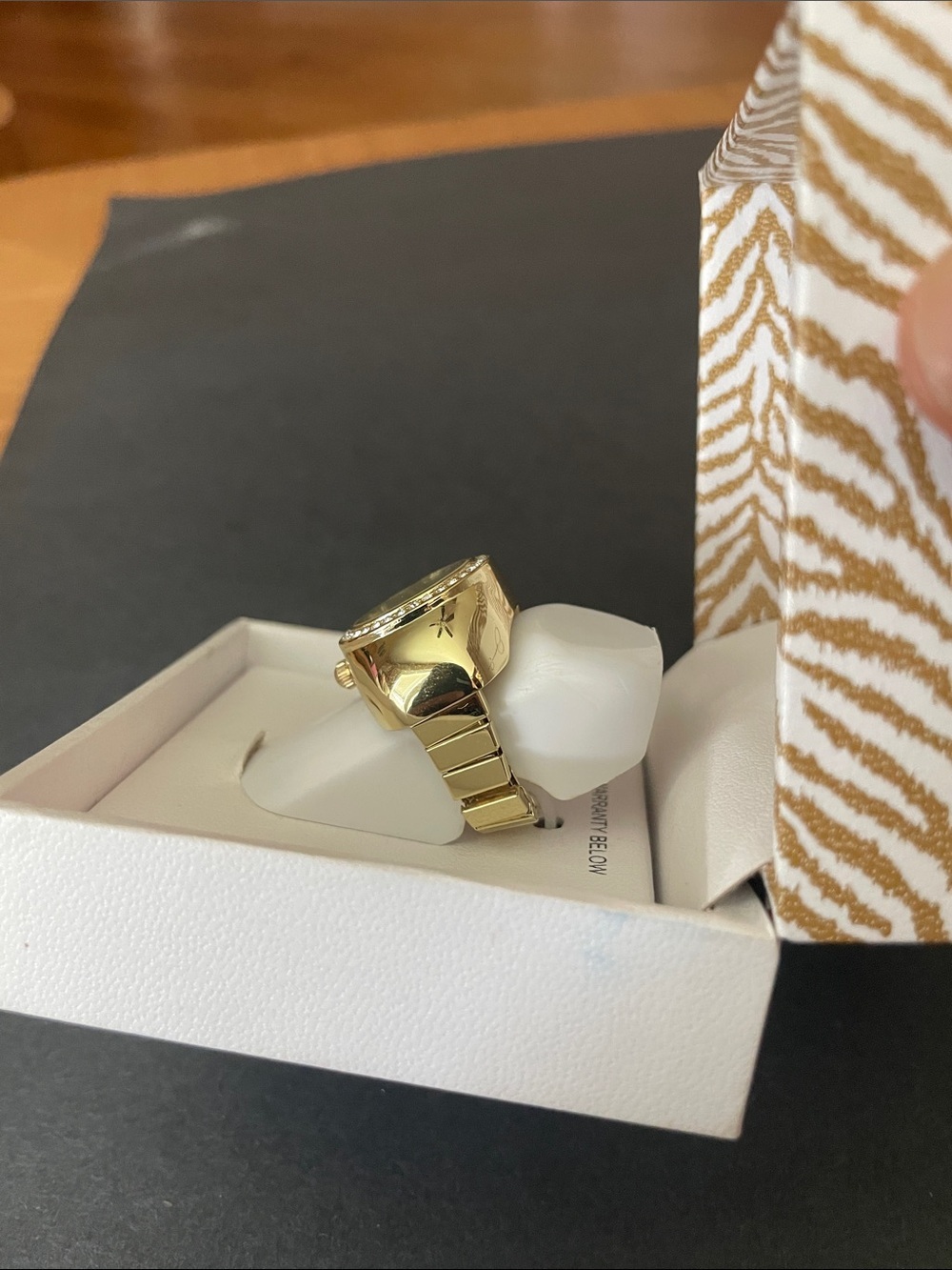 Jessica Simpson Gold-tone Ring Watch with Silver Glitter Dial - Picture 4 of 6